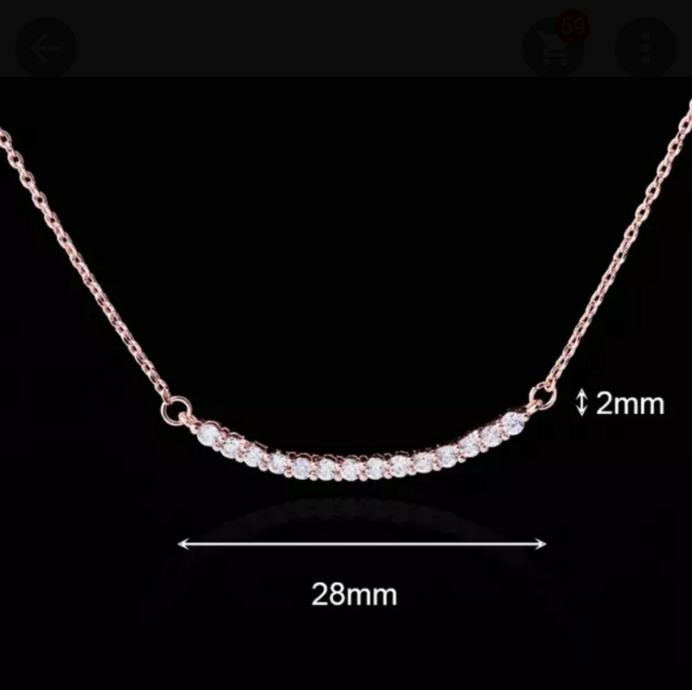 NEW Delicate Rose Gold Diamond Bar Necklace - Picture 3 of 8